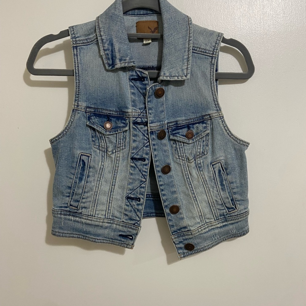American Eagle Outfitters Blue Denim Vest XS